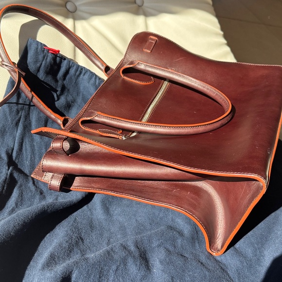 Dooney & Bourke Alto Large Tassel Bag Brown Italian Leather Vintage (Large Tote) - Picture 4 of 16